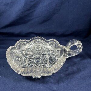 Vintage Cut Glass Candy Dish With Handle
